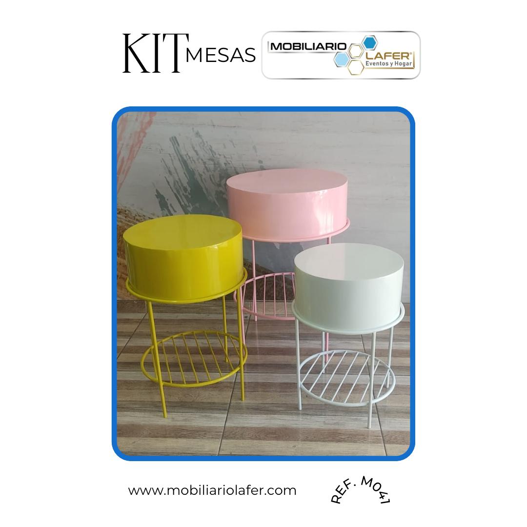 Ref. M041 Kit de 3 Mesas Metálicas. Tu eliges el color.