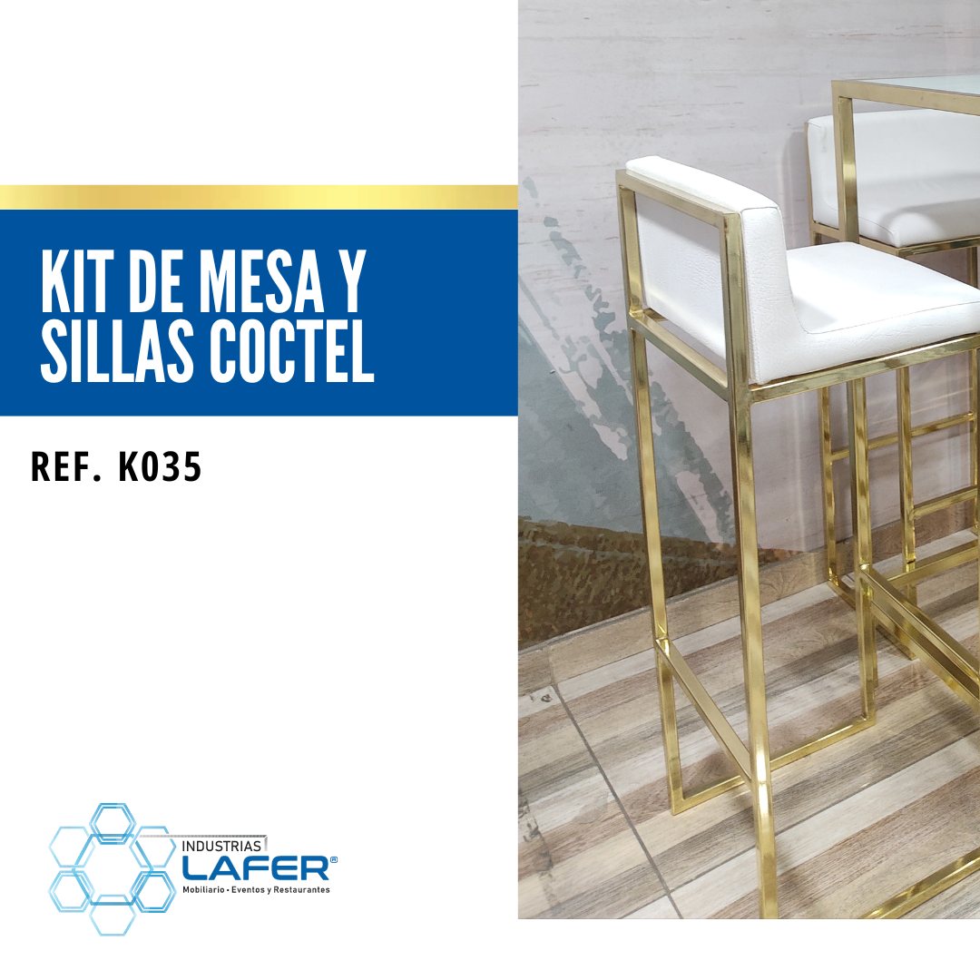 Ref K035 Kit Mesa de Lujo Y Sillas Coctel