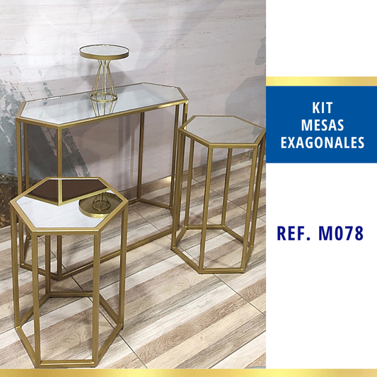 Ref. M078  Kit de 3 Mesas Exagonales Desarmables
