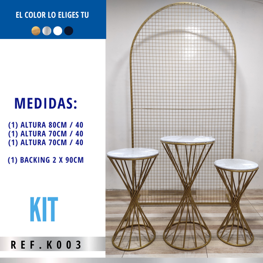 Kit Ref K003 Backing Curva Malla Y 3 Mesas